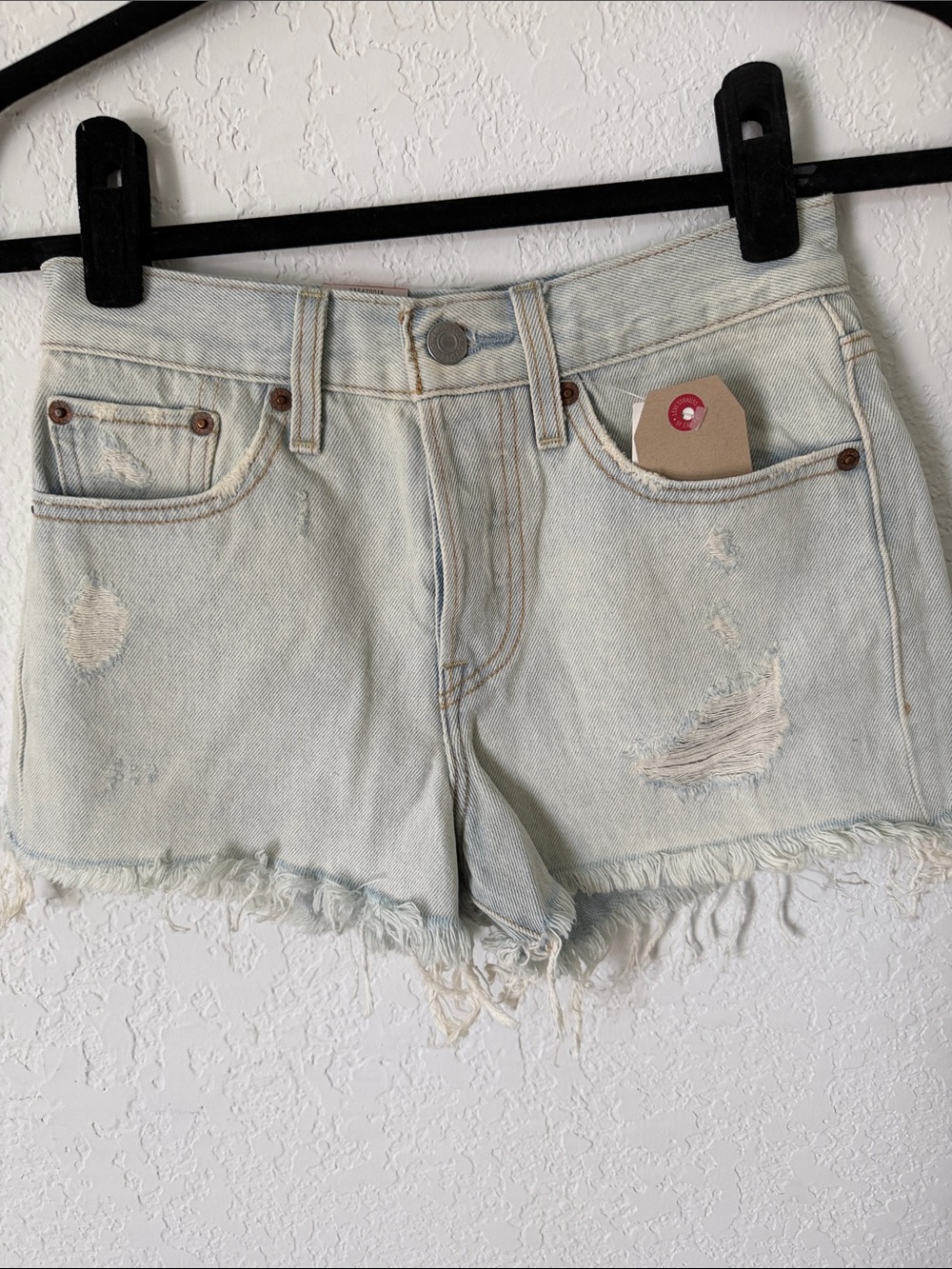 NWT Levi’s Light Wash Distressed Women's Denim Shorts “Wedgie Fit”